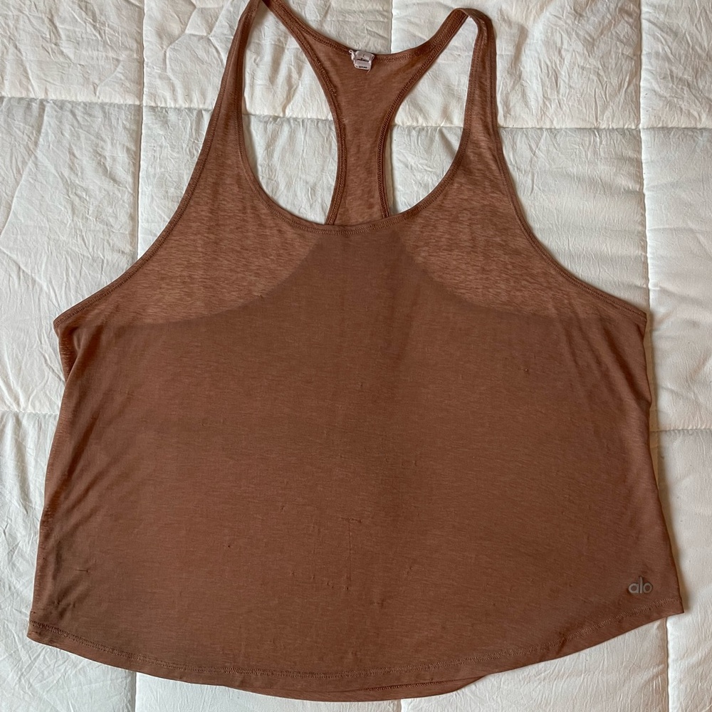 ALO Yoga Women's Sheer Camel Brown Tank Top